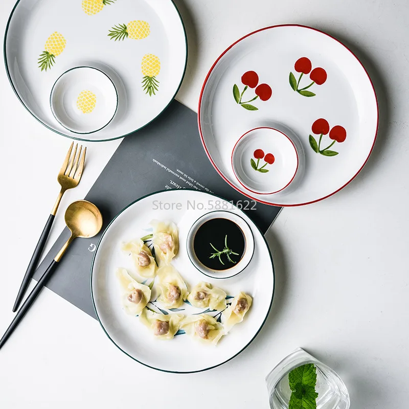 Домашняя керамическая тарелка в скандинавском стиле круглая