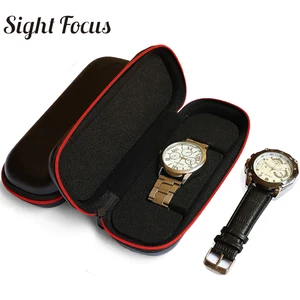 Portable 2 slots EVA Hard Shell Watch Box Pouch Travel Watch Organizer Case Watch Storage Box Zipper Wristwatch Box Holder Watch