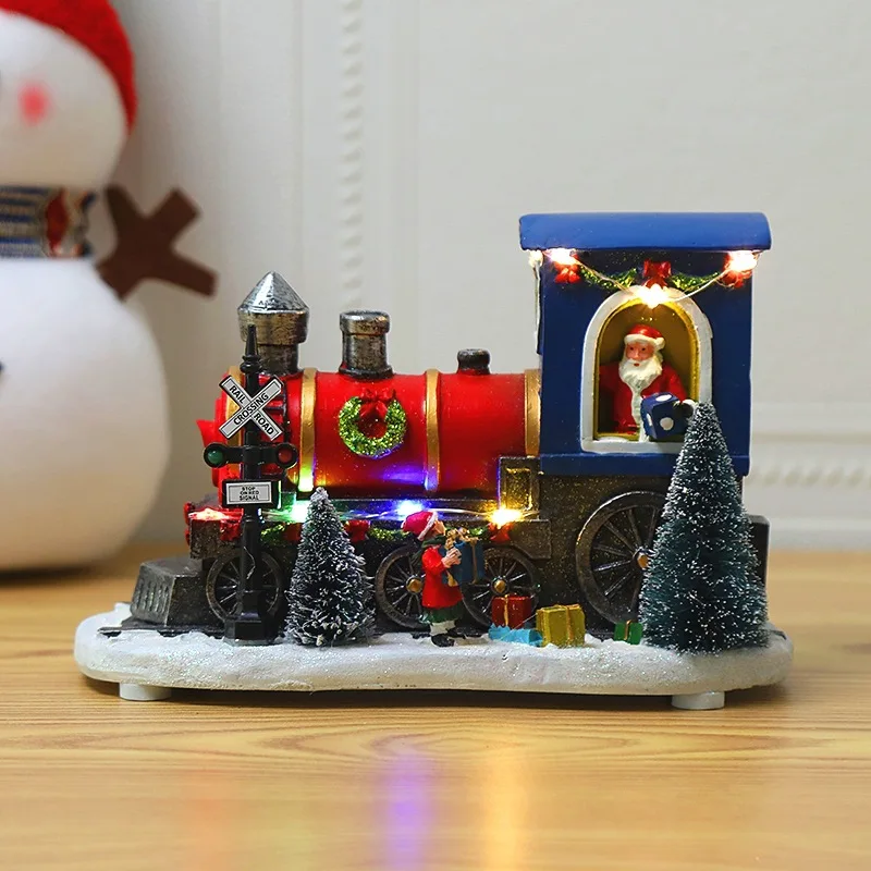 

Christmas creative elderly LED lantern train desktop decoration ornaments snow house navidad new year holiday Christmas gift
