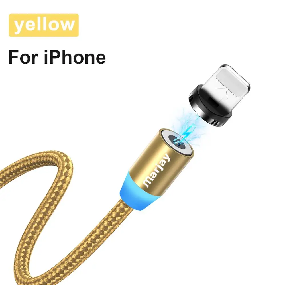 Gold For iphone Mагнитный кабель Marjay для быстрой зарядки Micro usb type C кабель для iPhone samsung Xiaomi Мобильный телефон магнитная зарядк - Цвет: Gold For iphone