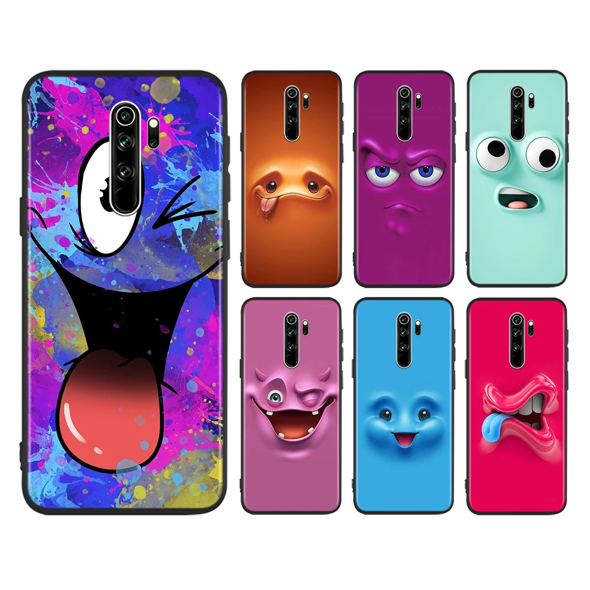 

Phone Case For Redmi 9i 9T 9A 9C 9 8A 8 GO 7 7A S2 Y2 6 6A 5 5A 4X Prime Pro Plus Kunst Lustige Gesichter Telefon Black Cover