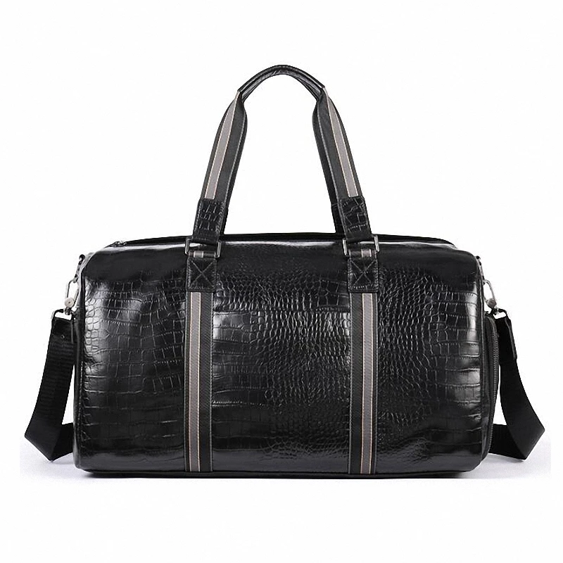Genuine Leather Crocodile Men Travel Bag Cowhide Carry Hand Dry-wet Seperate Luggage Travel Shoulder Bag Male With Shoes Case
