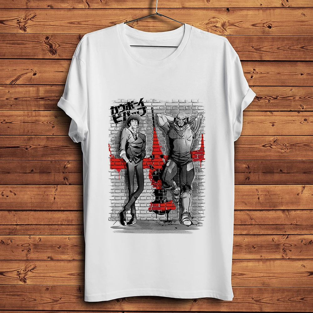 

Забавная японская аниме футболка с изображением охотников за космосом, новинка, мужская летняя белая повседневная короткая крутая футболка с рисунком манги, подарок унисекс