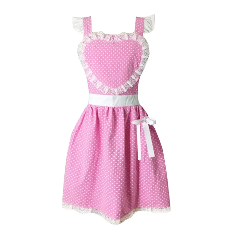 

Apron Korean cute princess overalls cotton fashion tea shop lotus leaf lace nail shop custom LOGO powder