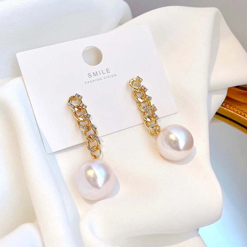

Korean Fashion Pearl Drop Earrings for Women Temperament High Quality Jewelry AAA Zircon S925 Needle Anniversary Weddings Party