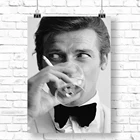 Домашний декор, холст, принты, Роджер Мур, Джеймс Бонд, картина, плакат, настенная черная белая картина для кровати, фон, модульные картины