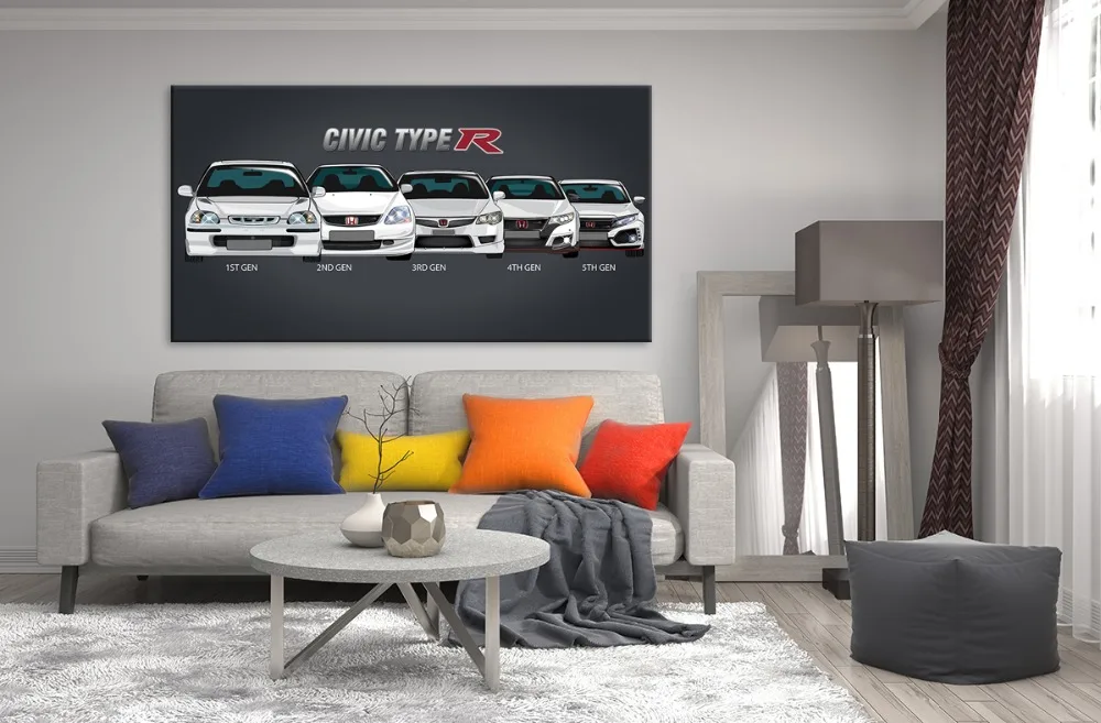 Wall Art Modular Picture 1 pieces Posters Canvas HD Printed Retro Honda CIVIC Car Painting Modern Home Decoration Living Room