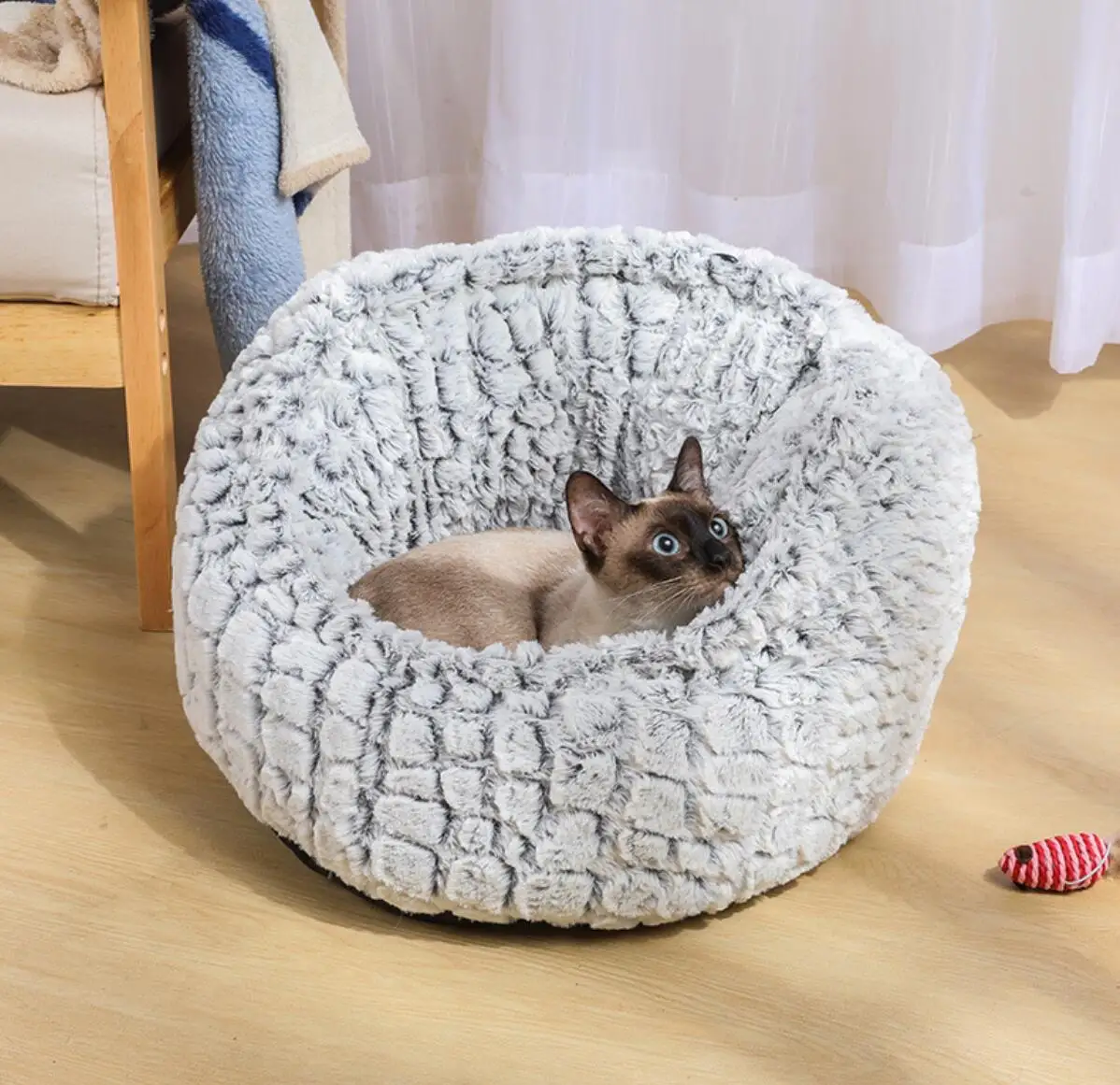 

Pet Bed Kennel Soft Round Dog Cat Smothing Bed Winter Deep Sleeping Bag Sofa Puppy Cushion House