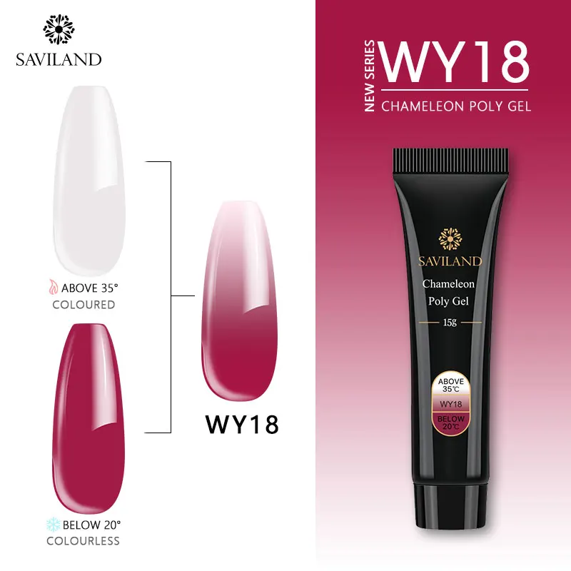 15ml WY18 Saviland 30 мл Гель-лак акриловый полигель изменение температуры многоцветный Алмазный полигель для ногтей быстрое строительство УФ-набор для ногтей - Цвет: 15ml WY18