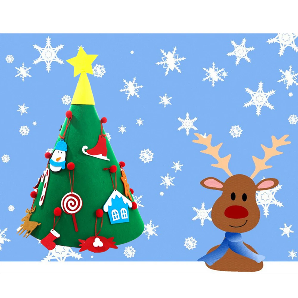OurWarm 3D DIY Kids Felt Christmas Tree with Ornaments Parents Gifts Merry New Year Party Decoration wholesale | Дом и сад