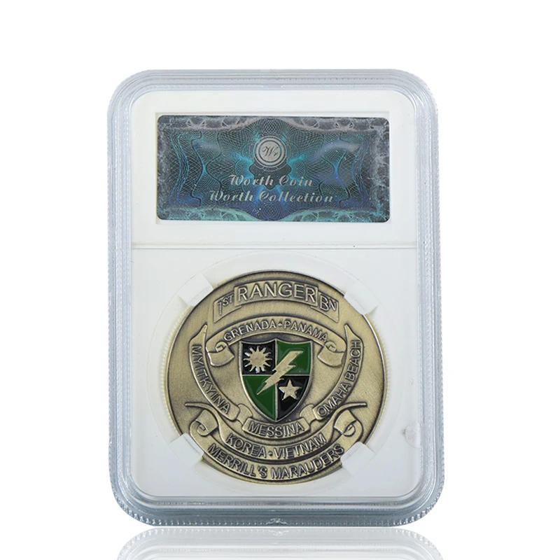 coin 1 with case WR армия США Военные позолоченные монеты коллекционные с монетницей Air Force темно-синяя сувенирная монета подарок для мужчин дропшиппинг - Цвет: coin 1 with case