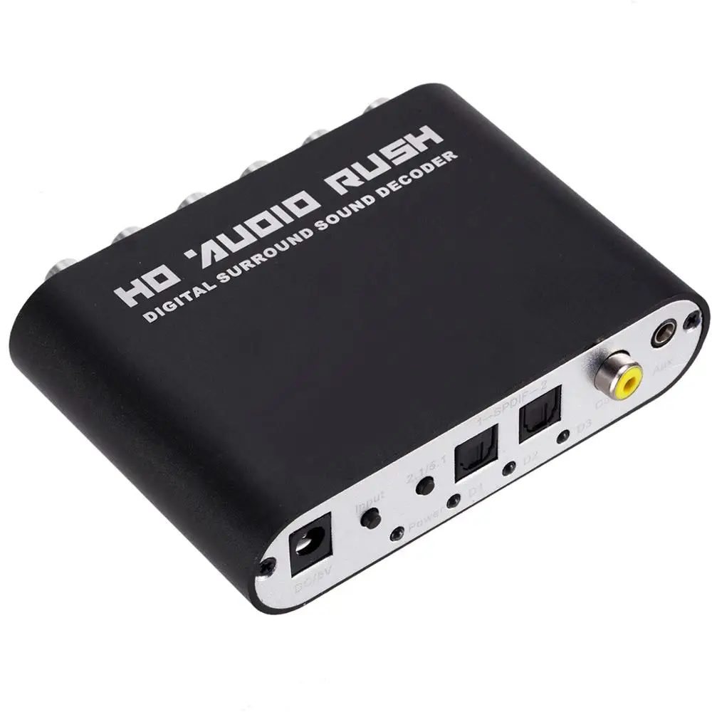 Горячая Распродажа 5.1CH аудио декодер HD audio Rush SPDIF коаксиальный к RCA DTS AC3 оптический
