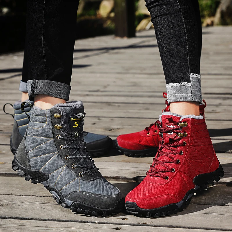 

Gogodoing Couple Hiking Boots Waterproof Winter Shoes Women Snow Boots Keep Warm Ankle Winter Boots Climbing Sport Shoes