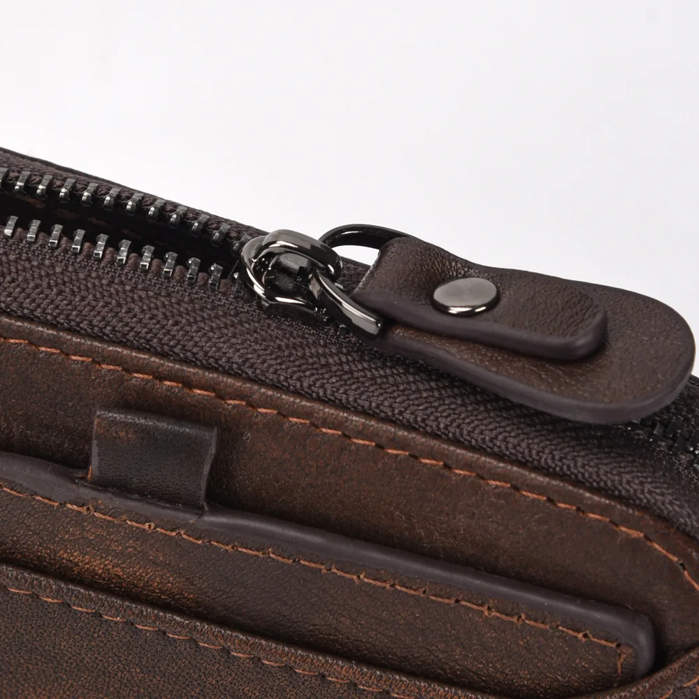

YourSeason 2021 Handmade Cow Leather Men Small Wallet Vintage Genuine Leather Man Card Holder Upright Zipper Casual Purse