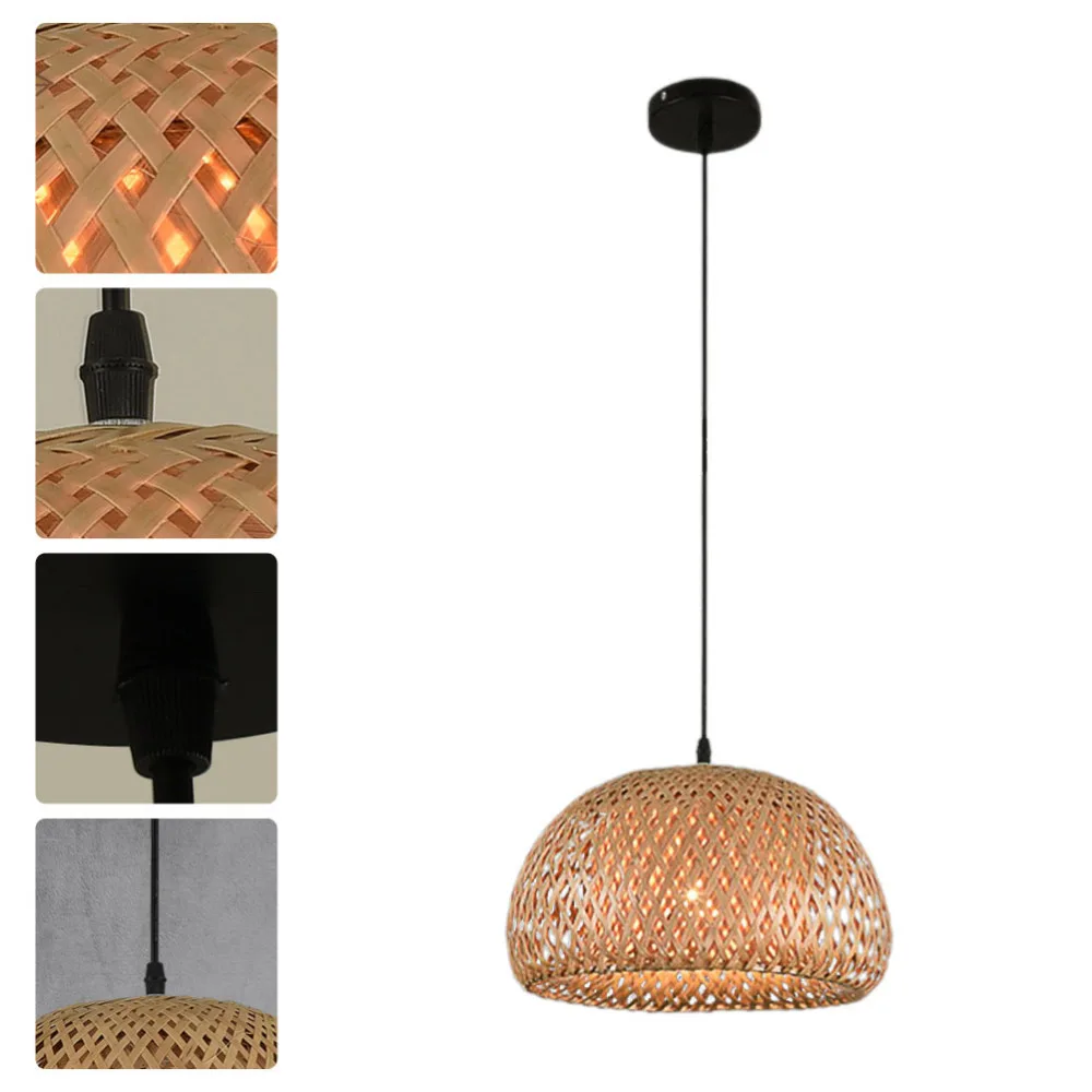 

1 Pc Bamboo Weaving Droplight Elegant Living Room Lamp with Light Source