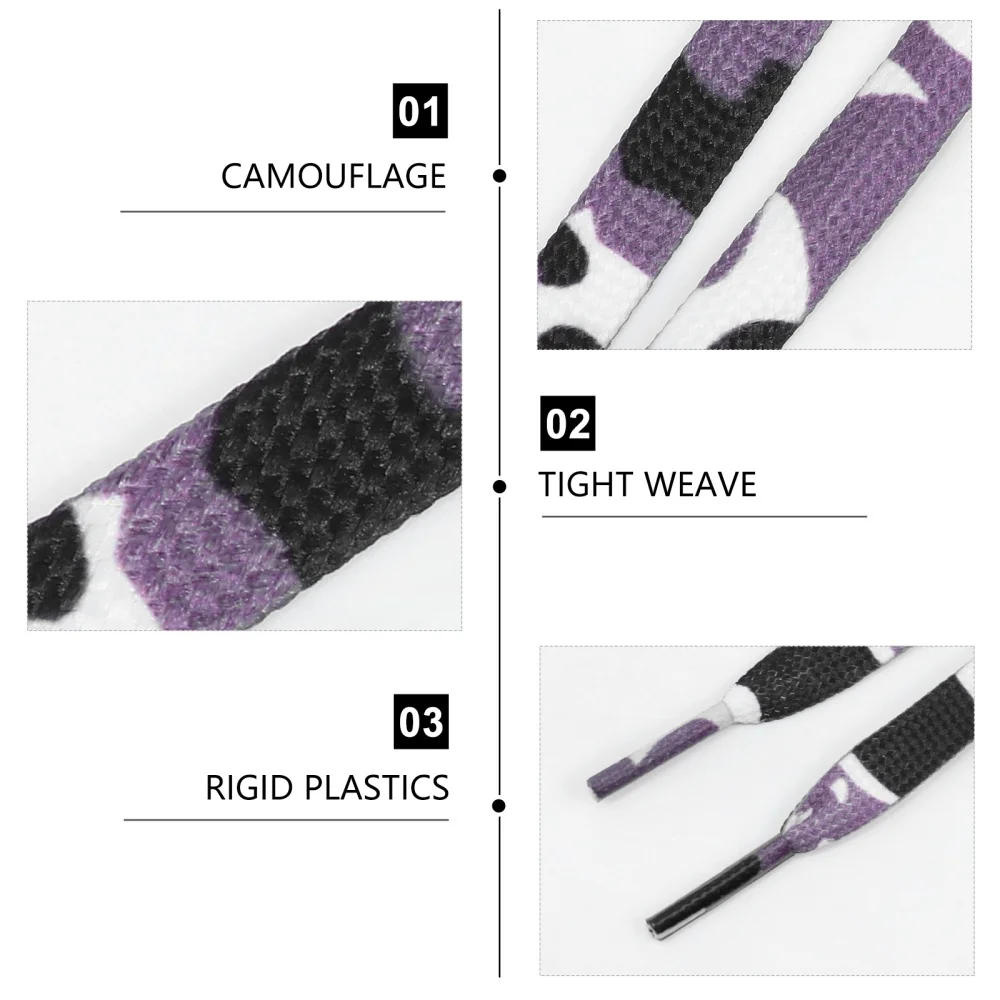 

10Pcs Grey Camouflage Shoelaces Elastic Universal Sneakers Flat Shoelaces