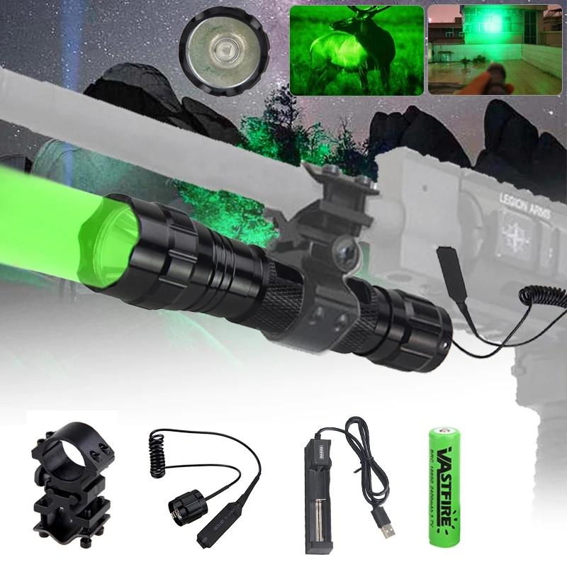 

Hunting Light LED Tactical Flashlight Torch+Remote Pressure Switch +18650 Battery+Mount+Charger