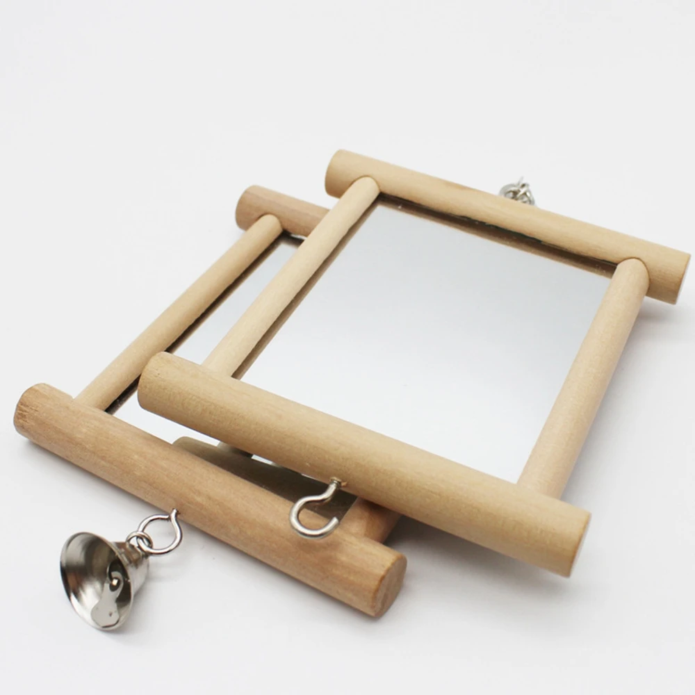 Зеркало для домашних животных с колокольчиком деревянная раскачивающаяся