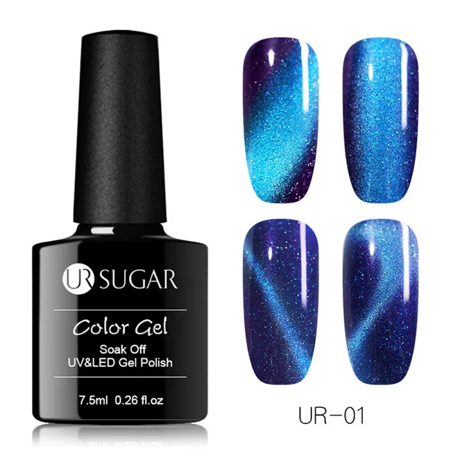 Glitter 1 Ur Sugar 9D глаз хамелеона кота Гель-лак для ногтей УФ Магнитный Гель-лак золотой цвет замачиваемый УФ светодиодный Гель-лак для ногтей маникюрный лак - Цвет: Glitter 1