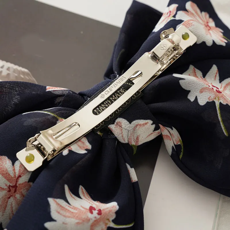 Женская трехслойная Заколка-Пряжка из ткани с цветочным принтом и бантом |