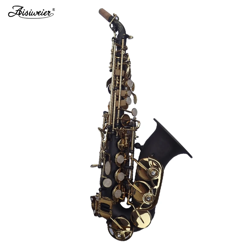 Саксофон сопрано Изысканный резной цветок черный никель золотая поверхность B