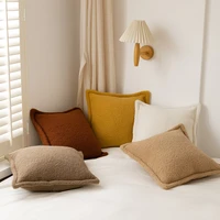 soft plain cushion cover 45x45cm fleece pillow cover ivory brown coffee pillow sham for home decoration bed sofa couch warm