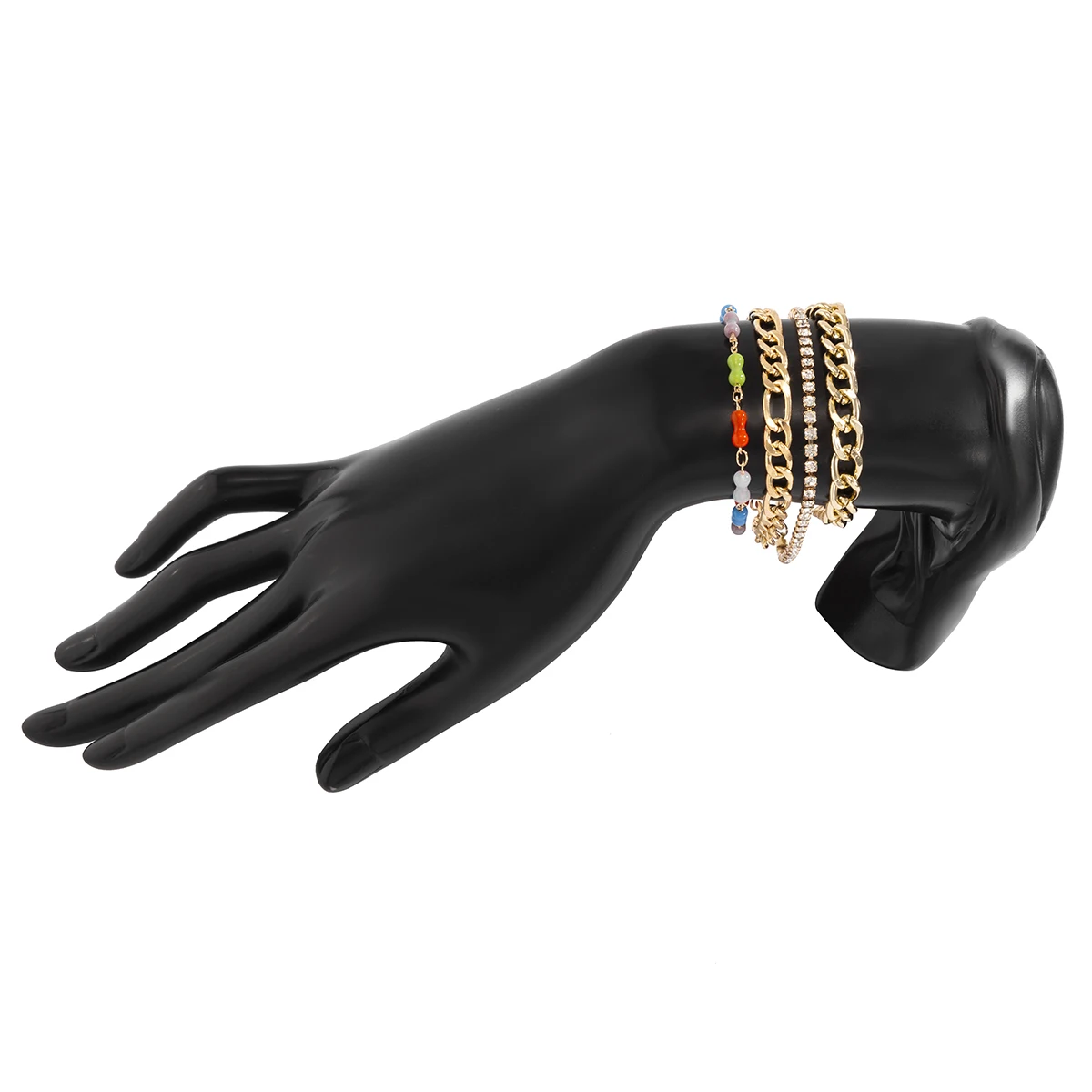 

4Pcs/Set Bohemia Cute Colorful Small Bone Bracelet Hand Fashion Punk Crystal Tennis Chain Link Bracelets for Women Girls Jewelry