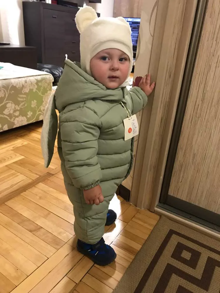 Детские зимние комбинезоны с заячьими ушками для новорожденных; теплый комбинезон с хлопковой подкладкой для девочек и мальчиков; Осенняя модная одежда для малышей; детская одежда для альпинизма