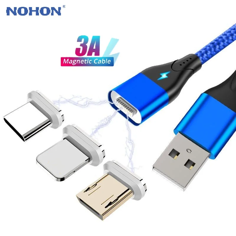 NOHON Магнитный кабель Micro usb type C Магнитный USB кабель передачи данных для быстрой зарядки для iPhone XS MAS X XR 8 7 6 6S магнит зарядное устройство для телефона
