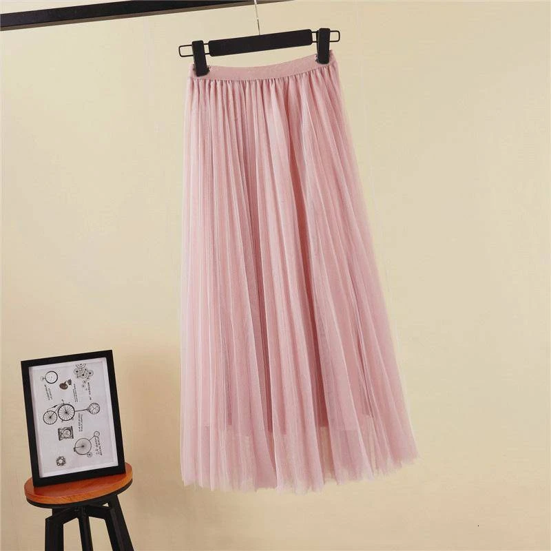 Женская юбка из тюля 2019 Летние Юбки миди трапециевидной формы длинные