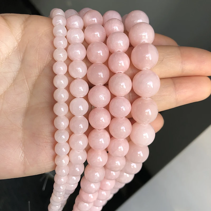 Бусины из натурального камня светло-розового нефрит халцедон круглые бусины с