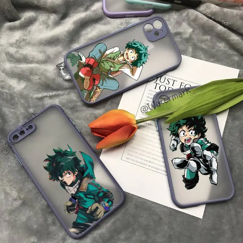 

Deku Izuku Midoriya My Hero Academia Phone Case For IPhone 12 11 Pro Max Xs Xr X 7 8 Plus Grayish Purple Matte Translucent Cover