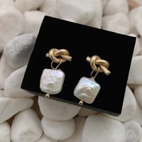 s925 silver needle retro ins irregular studs square pearl french metal earrings small port style earrings