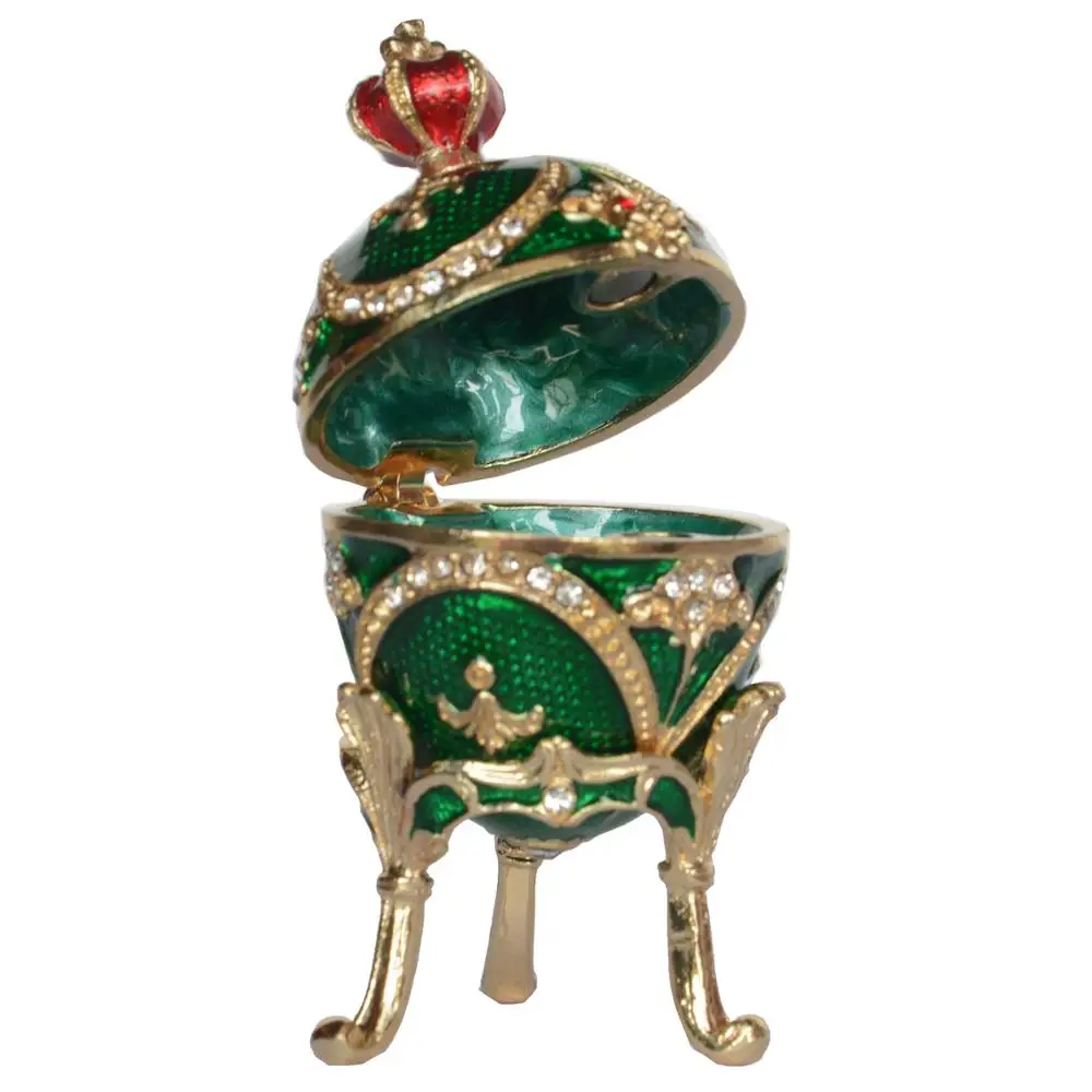 Пасхальное яйцо украшенное бижутерией безделушка металлическая настольная