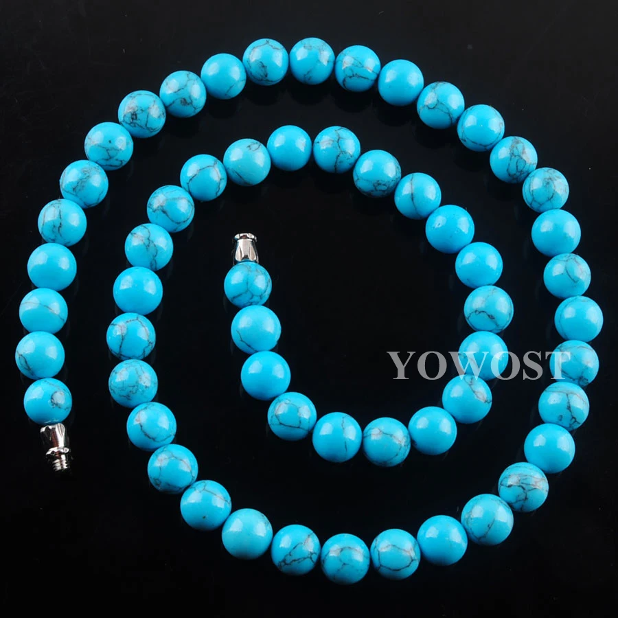 Новое поступление ювелирные изделия синие бирюзы каменные бусины 8 мм круглые