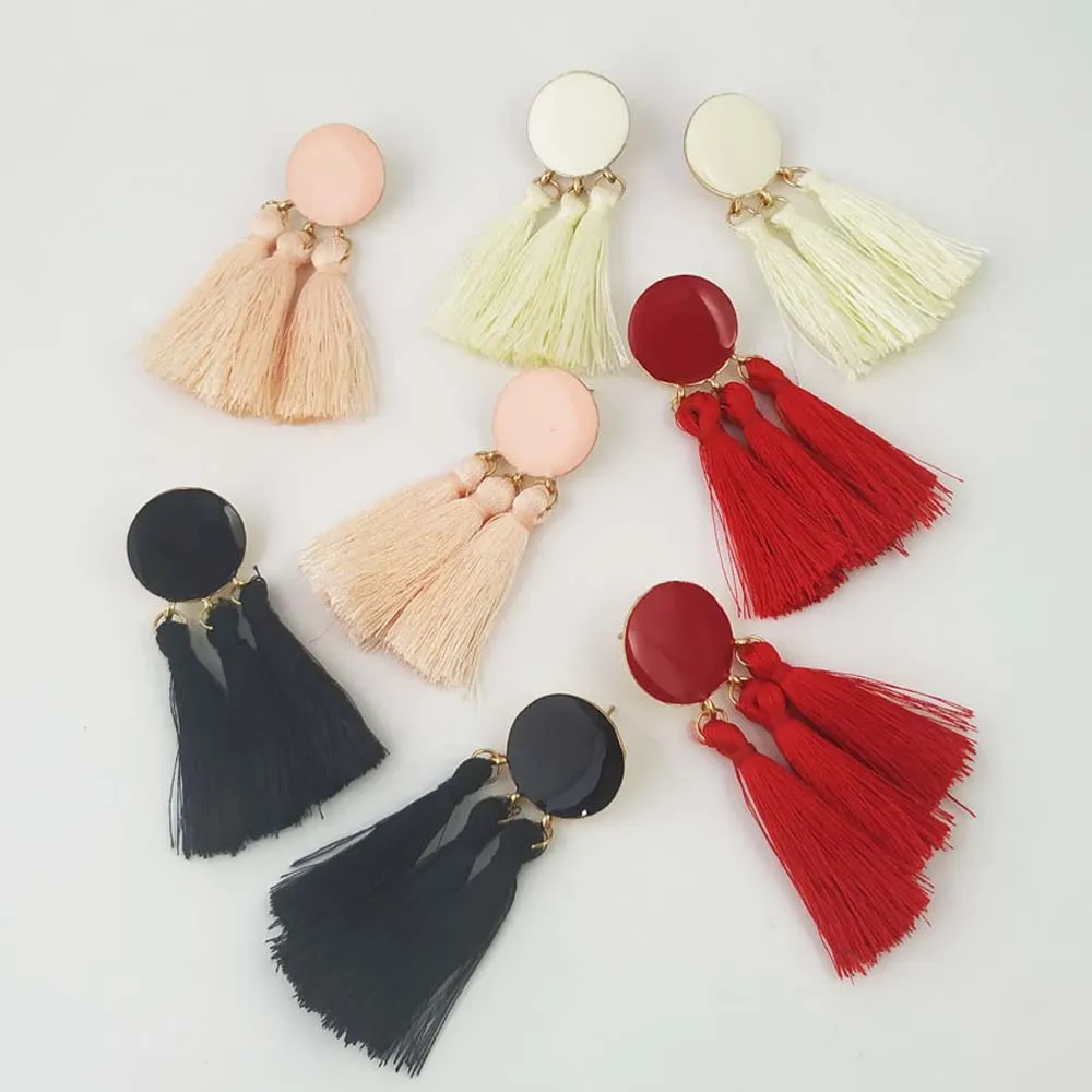 Богемные массивные Серьги-кисточки золотистый цвет Круглый Висячие серьги для