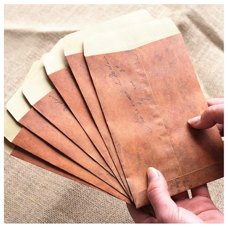 

50pcs Retro Style Kraft Paper Envelops Postcard Invitation Letter Stationery Paper Bag Vintage Air Mail Gift Envelope Brown