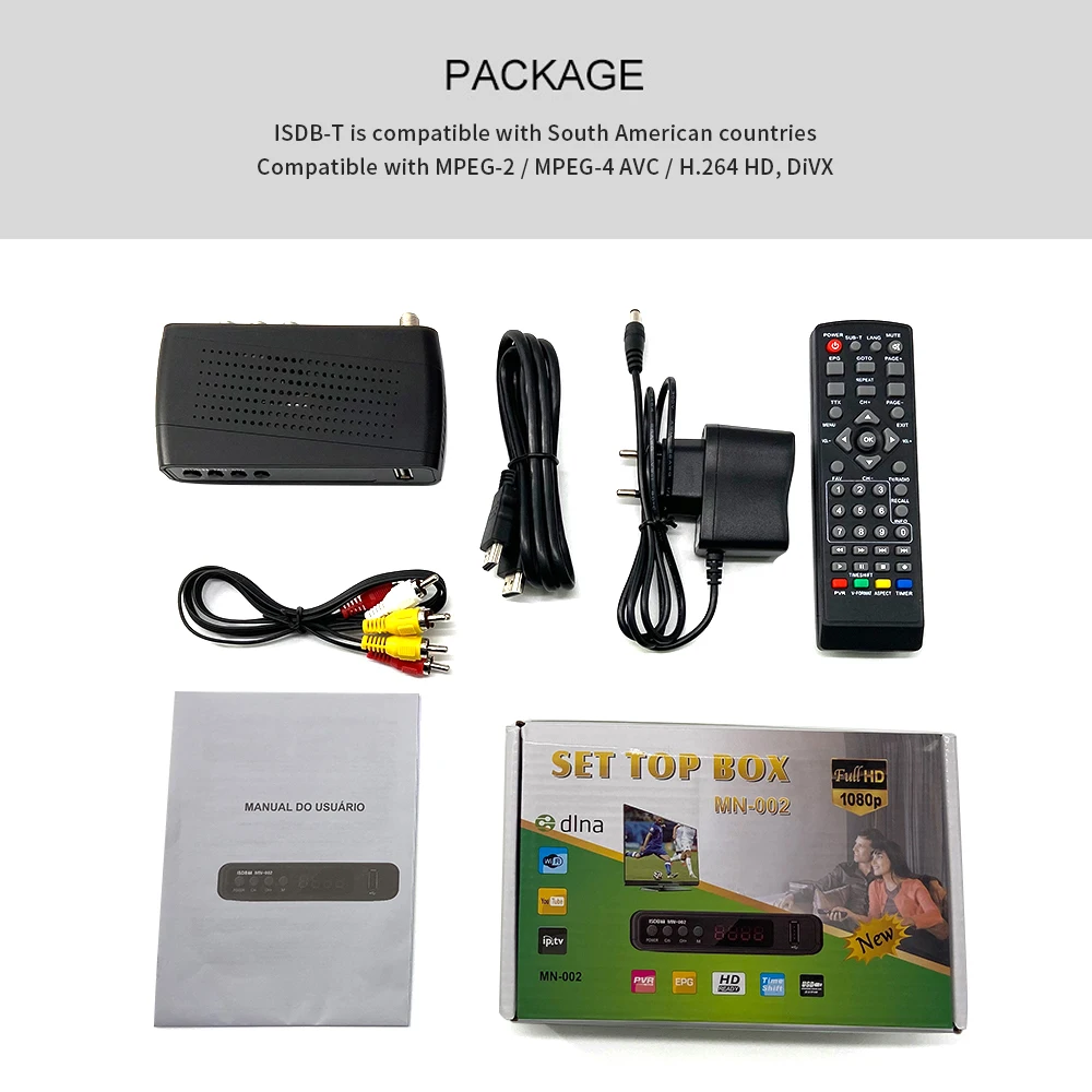 ISDB-T Digital TV Tuner FTA for Peru Brasil Chile ISDBT Receptor Wifi Receiver H.264 Set Top Box Youtube Full HD AC3 | Электроника