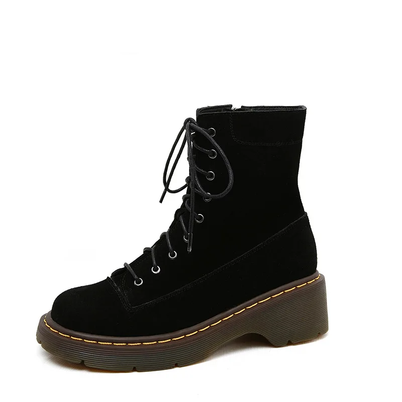 

YourSeason Ladies Winter Snow Boots 2021 Genuine Leather Zip Fashion Concise Handmade Ankle Women Lace Up Platform Boots