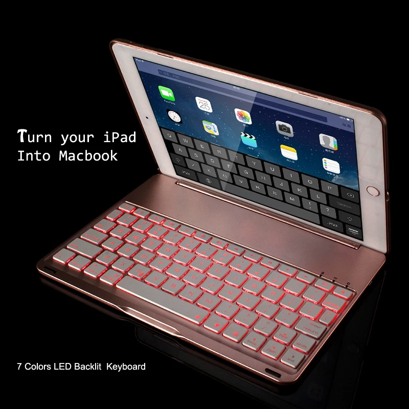 [Новинка] Алюминий 4,0 Bluetooth беспроводная клавиатура для iPad Pro 10,", металлический жесткий чехол+ Интеллектуальный переключатель вкл/выкл+ 7 цветов подсветка