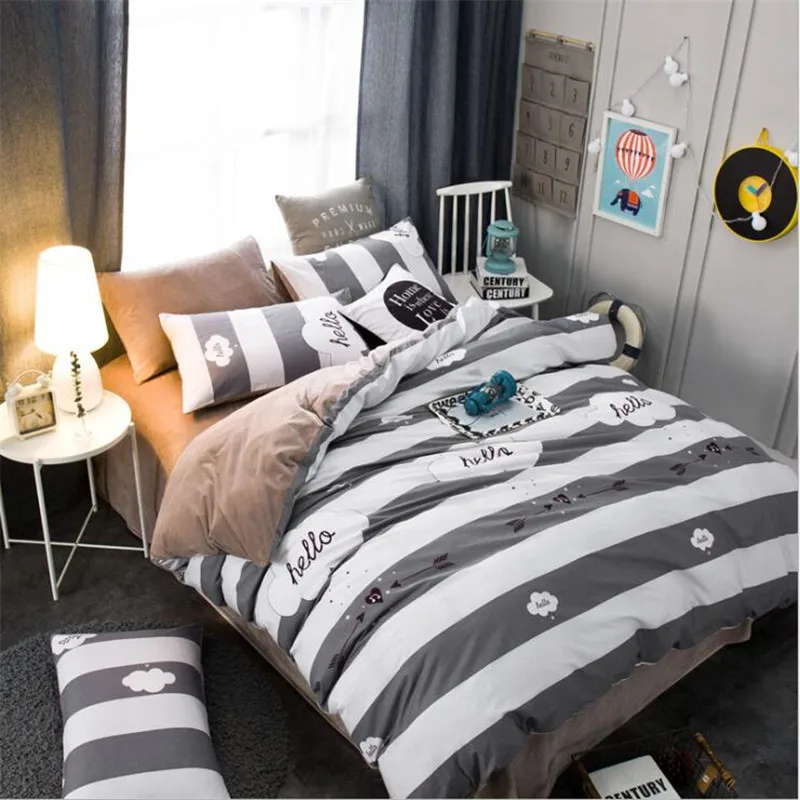 

Luxury Bedding 100 Cotton Bed Set AB Double-sided Flannel Cashmere Duvet Cover Warm Winter Thicken Bedding Set Comforter Covers