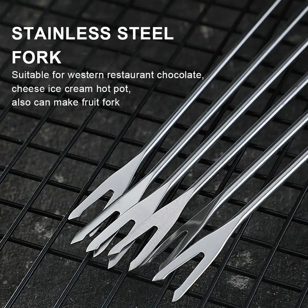 6 шт Нержавеющая сталь Десертная Вилка сыра и шоколадного фондю вилки для
