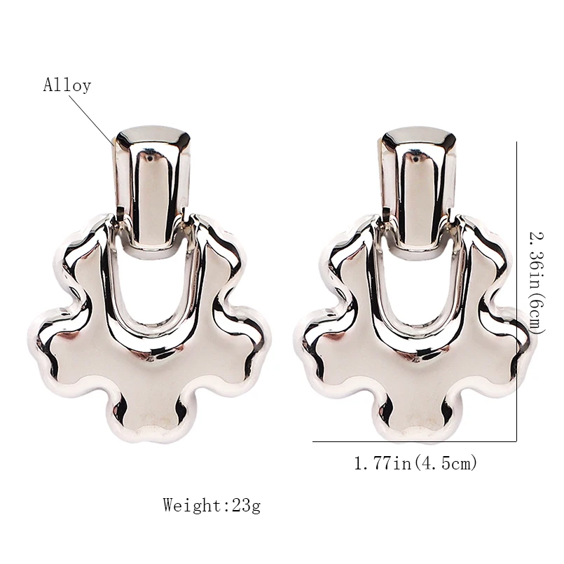 MANILAI Fashion Metal Geometric Stud Earrings For Women Smooth surface Alloy Maxi Big Party Gifts Jewelry | Украшения и