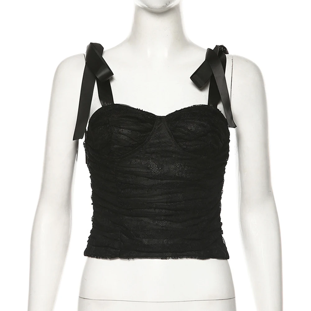 

Womens Off Shoulder Camisole Tops Sexy Patchwork Bowknot Suspenders Cami Blouse Sleeveless Backless Stretchy Tank Vest Tops