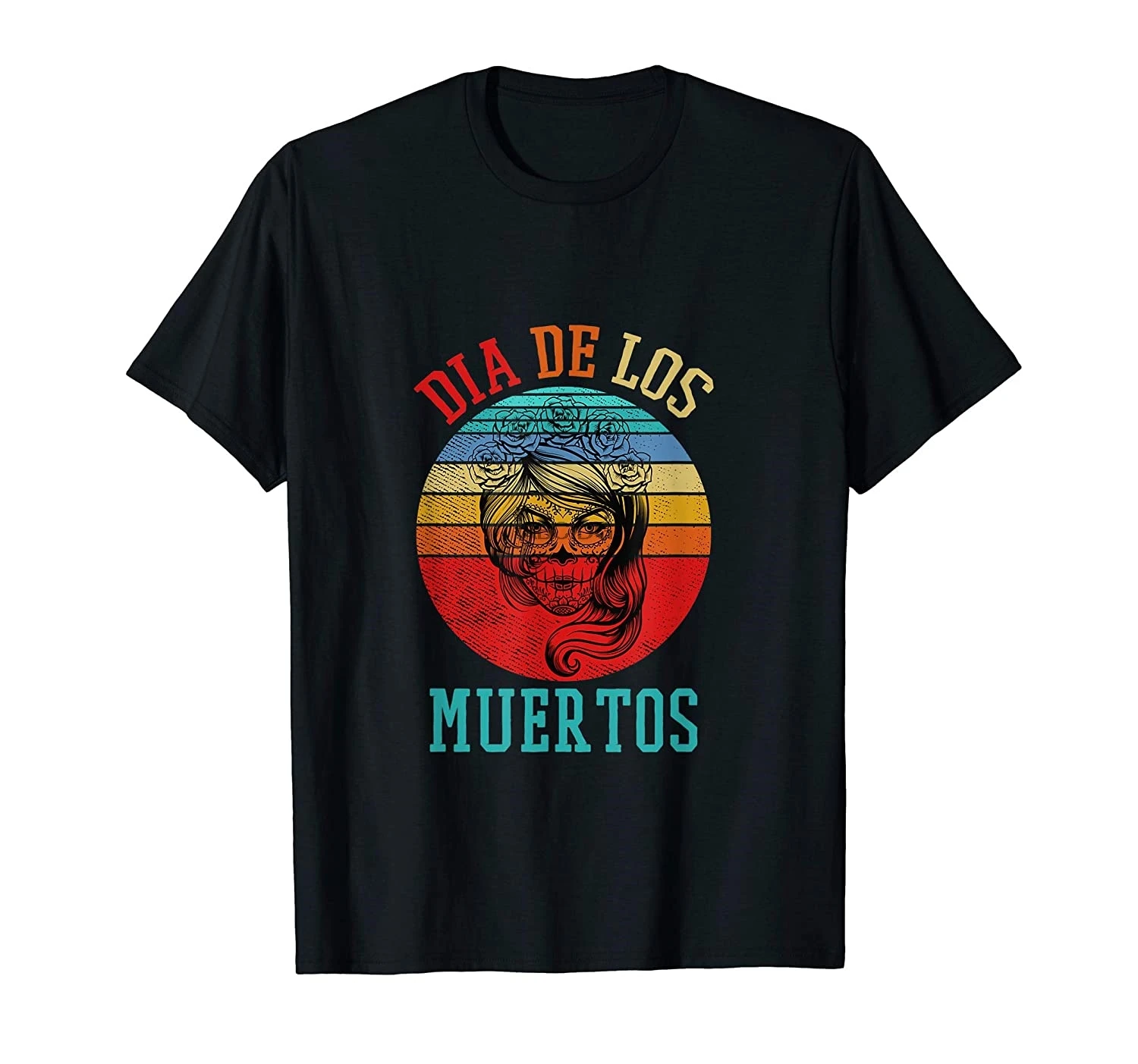 

Vintage dia de los muertos retro sugar skull sunset T-Shirt(1)