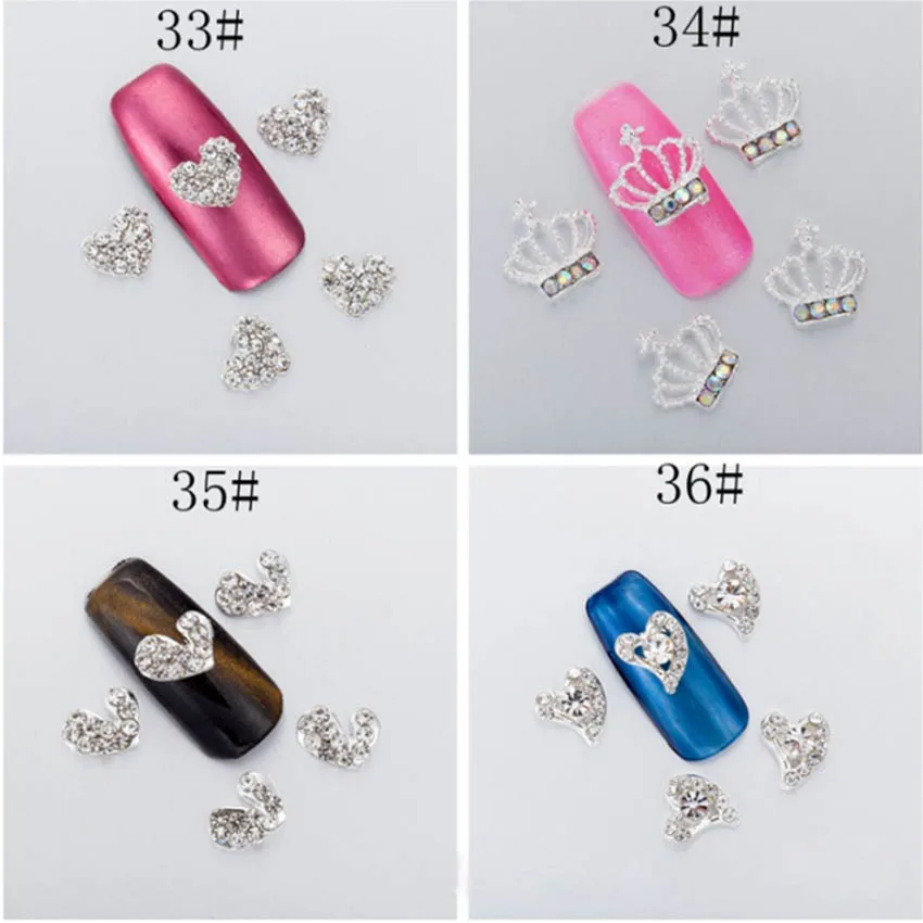 Сплав 3d дизайн ногтей горный хрусталь корона галстук-бабочка плоский задний