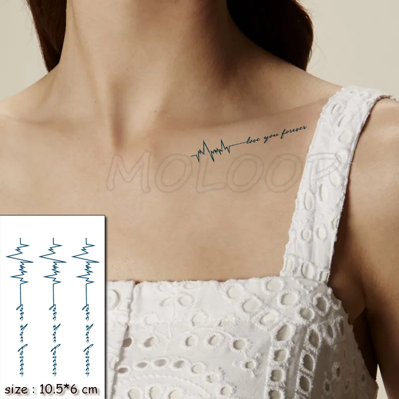 Waterproof Temporary Tattoo Stickers Neck Sexy ECG Letter Small Size Tatto Flash Tatoo Fake Tattoos for Man Girl Women | Красота и
