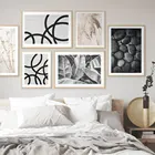 Постер круглый спокойный, Настенная картина с изображением банановых листьев, рисунок на холсте в скандинавском стиле, с пшеничными шипами, украшение для спальни и дома