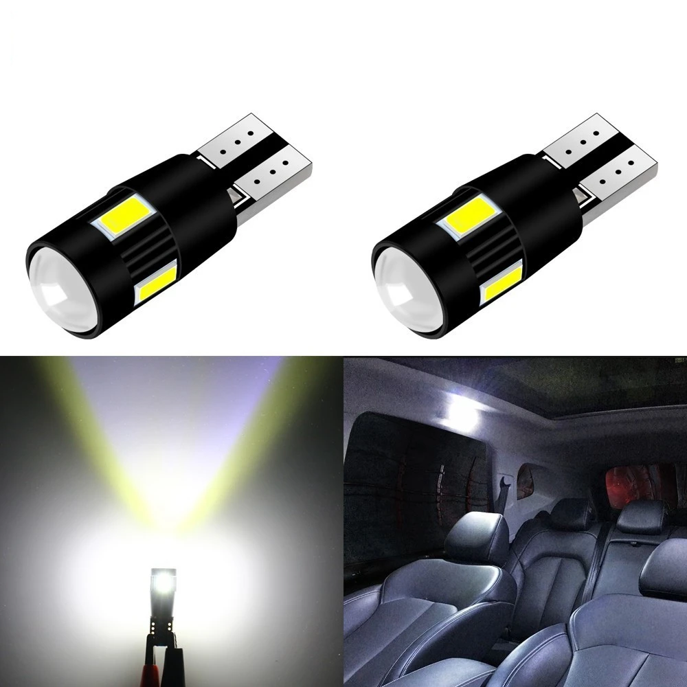 2 шт. W5W T10 6SMD Автомобильные светодиодные 5730 Сменные лампы для заднего прибора