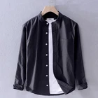 Мужская рубашка с длинным рукавом и воротником-стойкой, в итальянском стиле